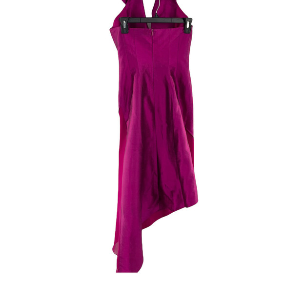 MAX NUGUS FUSCIA HALTER SILK MAXI DRESS - Picture 3 of 5